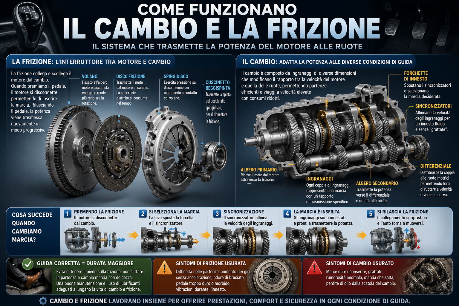 Come funzionano il cambio e la frizione?