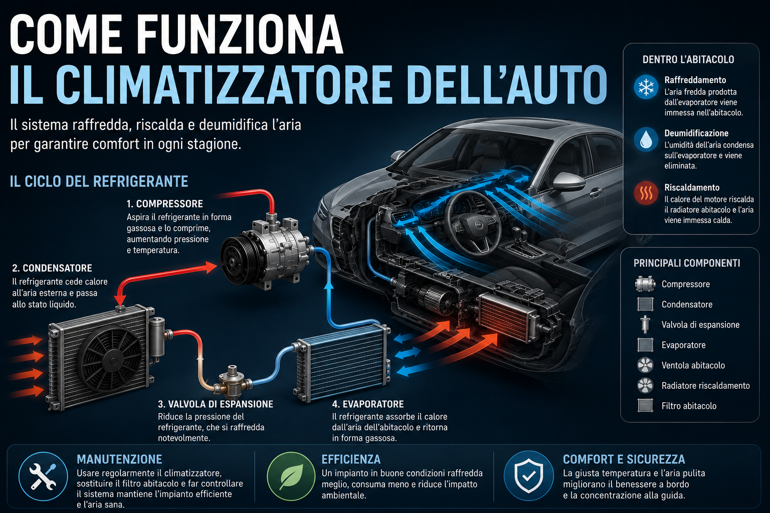 Come funziona il climatizzatore dell'auto?
